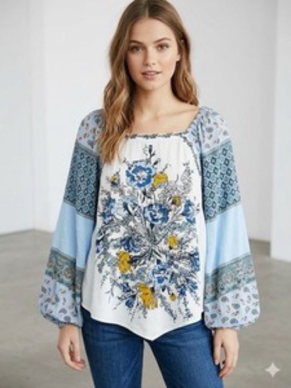 Free People Positano Printed Blouse